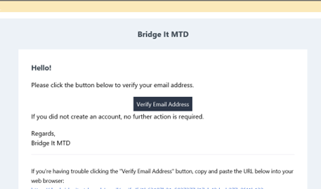 Verify MTD Vat return account
